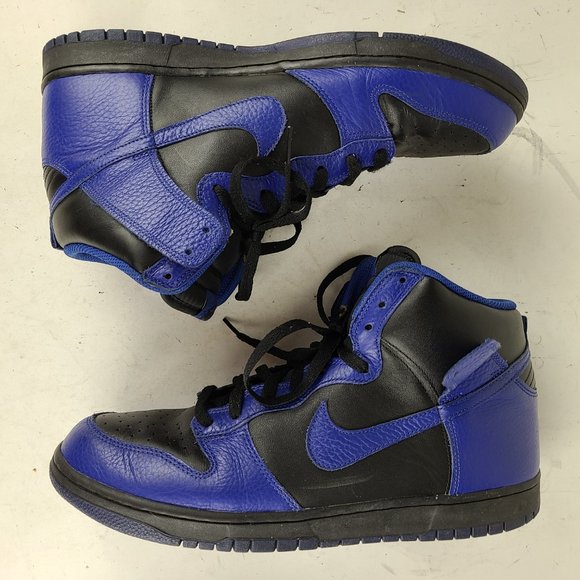 RARE Nike Dunk High Black Old Royal Leather Sz 13 Men's 317982-030 2011 VTG - Picture 6 of 10